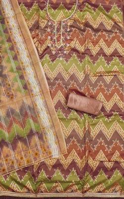 Multi color sequence work heavy organza unstitched chudidar dress material - anls179047a 2