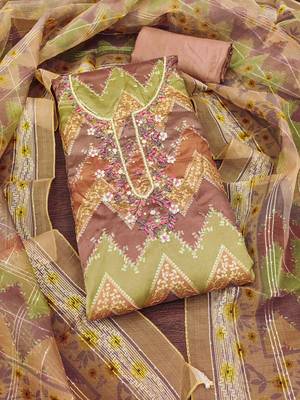 Multi color sequence work heavy organza unstitched chudidar dress material - anls179047a 3