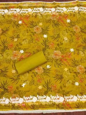 Mustard color thread work work heavy roman silk unstitched chudidar dress material - anls189048a 4