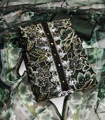 Olive green color sequins work heavy organza unstitched chudidar dress material 