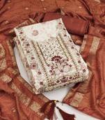 Off white color weaving work heavy modal chanderi unstitched chudidar dress material - anls239053c