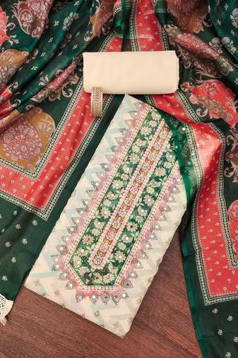 Multi color digital print work heavy organza unstitched chudidar dress material - t-anls219051b