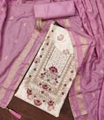 Off white color weaving work heavy modal chanderi unstitched chudidar dress material 