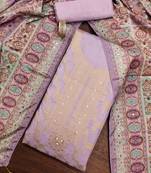 Lavender color weaving work banarasi jacquard unstitched chudidar dress material - t-anls259055c
