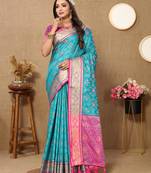 Multicolor Silk Blend Patola Saris Saree With Blouse