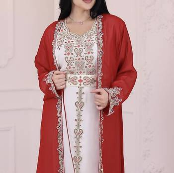 Maroon Embroidered Stone work Stitched 2 Pic Dress Georgette Kaftan Party Wear Wedding Dresses 3