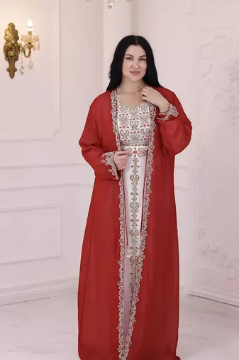 Maroon Embroidered Stone work Stitched 2 Pic Dress Georgette Kaftan Party Wear Wedding Dresses