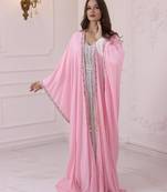 Pink Georgette Zari Work Party Wear Kaftan