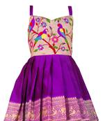 South Indian Traditional Pattu Pavadai Tapeta Silk PurpleFrock Dress For Baby Girls