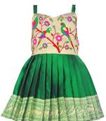 Baby Girl's Pattu Pavadai Green Frock Dress
