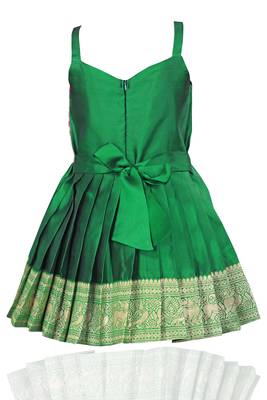 Baby Girl's Pattu Pavadai Green Frock Dress 2