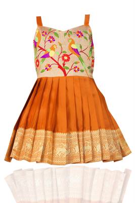 Baby Girl's Pattu Pavadai Frock Dress For Kids 1