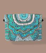 Blue Beaded Boho Bag