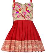 Baby Girl's Pattu Pavadai Red Frock Dress For Kids