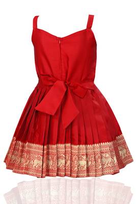 Baby Girl's Pattu Pavadai Red Frock Dress For Kids 2