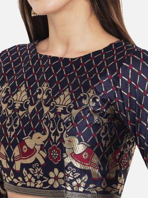 Premium Jacquard Woven Design Semi-Stitched Lehenga with Unstitched Blouse with Dupatta 4