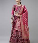 Premium Jacquard Woven Design Semi-Stitched Lehenga with Unstitched Blouse with Dupatta