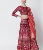 Premium Jacquard Woven Design Semi-Stitched Lehenga with Unstitched Blouse with Dupatta