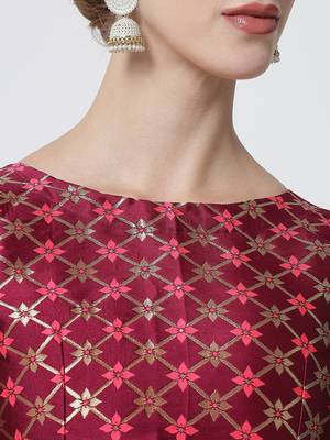 Premium Jacquard Woven Design Semi-Stitched Lehenga with Unstitched Blouse with Dupatta 4