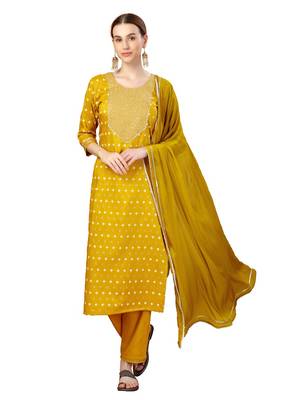 Beautiful Golden Embroidered Kurta Set   1