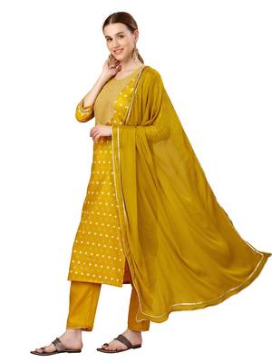 Beautiful Golden Embroidered Kurta Set   3