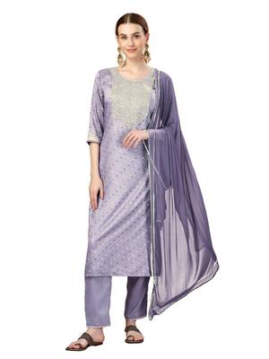 Lavender Embroidered Kurta Set 1
