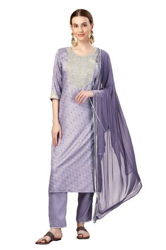 Lavender Embroidered Kurta Set
