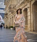 Rajtex Orange Brasso Weaving Print With Blouse