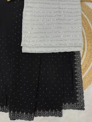 Black Colour Faux Georgette Designer Swarovski Crystal Sarees 3
