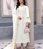 White georgette embroidery pakistani salwar suit
