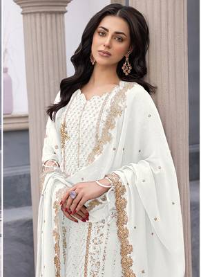 White georgette embroidery pakistani salwar suit 2