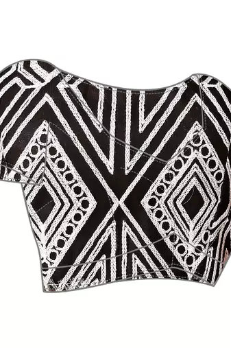 Black Embroidered Net Saree With Blouse Piece