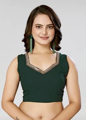 Bottale Green Solid/Plain Georgette Saree With Blouse Piece 4
