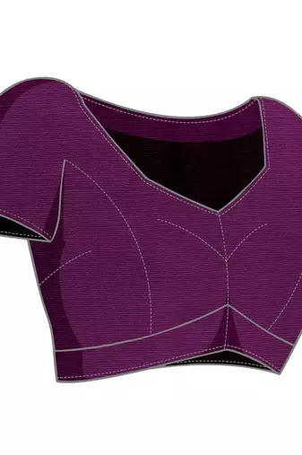 Purple Embroidered Chiffon Saree With Blouse Piece