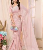 Pink Embellished Georgette Saree With Blouse Piece