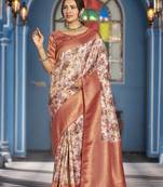 Mauve::Multicolour Printed Silk Blend Saree With Blouse Piece