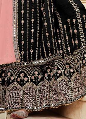 black georgette unstitched mirror top and bottom with dupatta 3