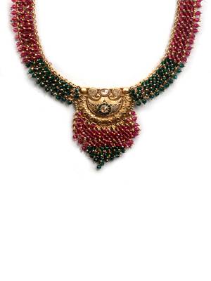 Gold plated ruby green hydra necklace set 4