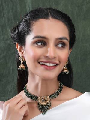Gold plated green hydra necklace set 2