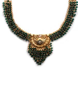 Gold plated green hydra necklace set 4