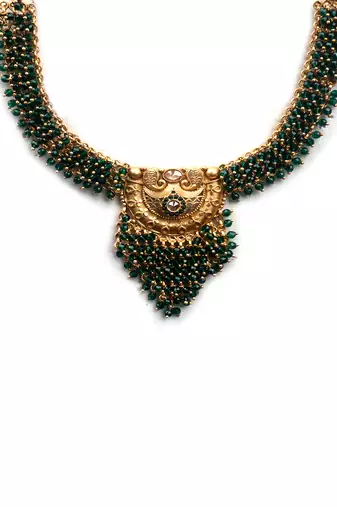 Gold plated green hydra necklace set