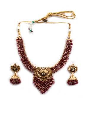 Gold plated ruby hydra necklace set 3