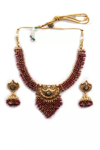 Gold plated ruby hydra necklace set