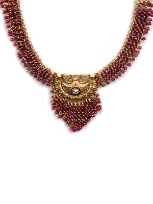 Gold plated ruby hydra necklace set 4
