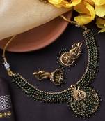 Gold plated green mayuraksh hydra necklace set