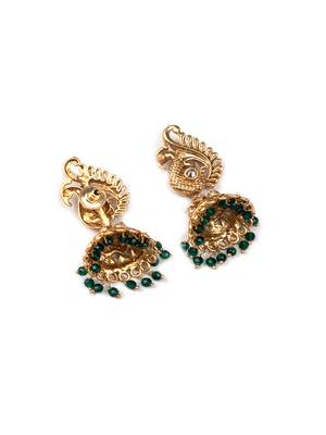 Gold plated green mayuraksh hydra necklace set 5