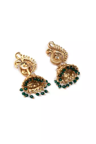 Gold plated green mayuraksh hydra necklace set