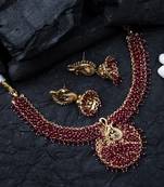 Gold plated ruby mayuraksh hydra necklace set
