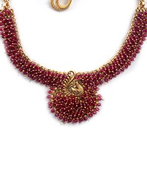 Gold plated ruby mayuraksh hydra necklace set 4