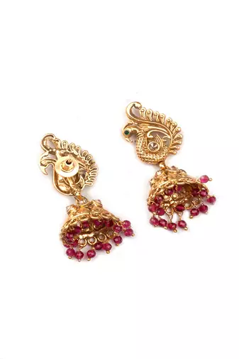 Gold plated ruby mayuraksh hydra necklace set